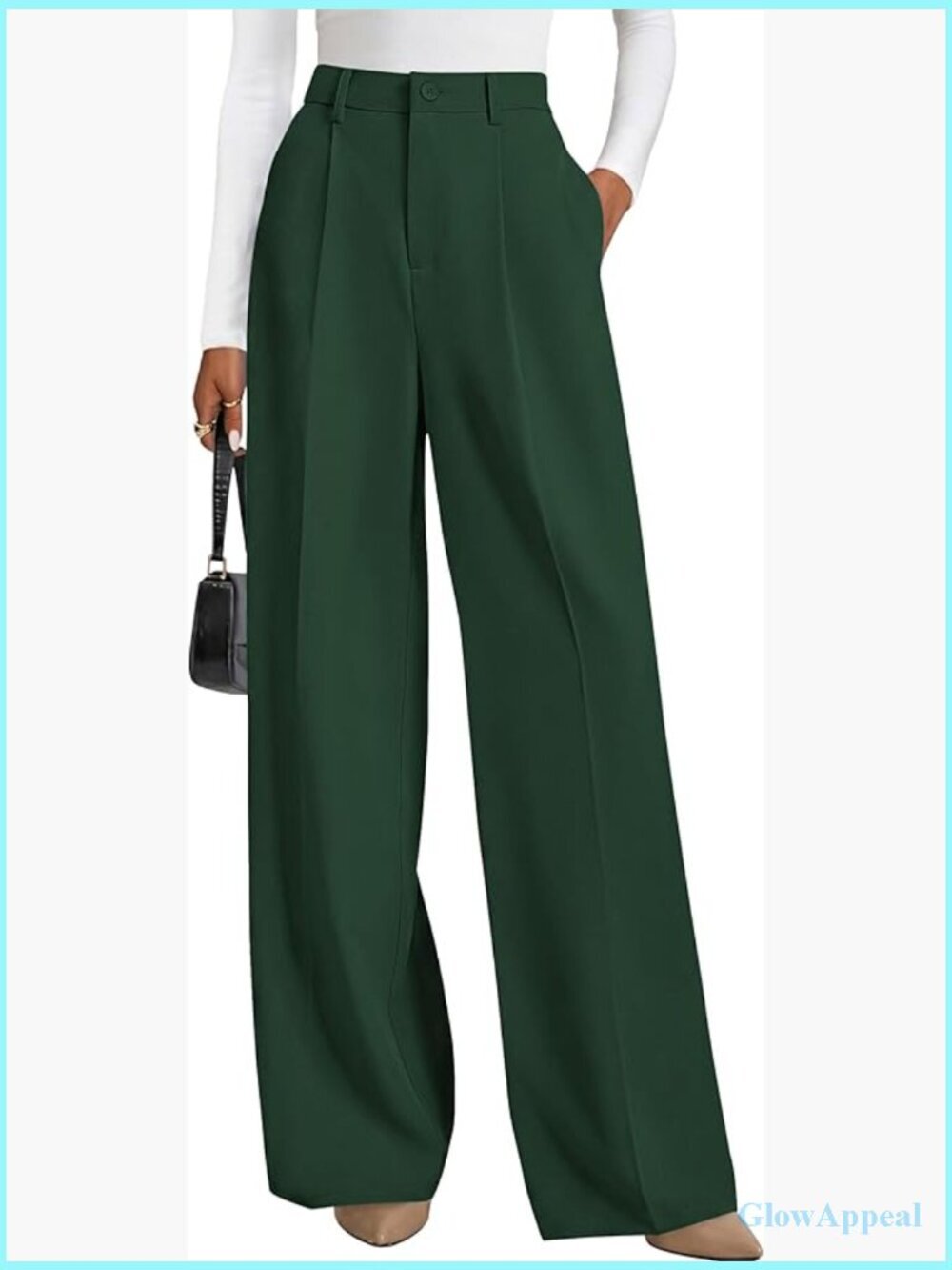 High Waisted Wide Leg Work Pants with Pockets Straight Leg Trousers
